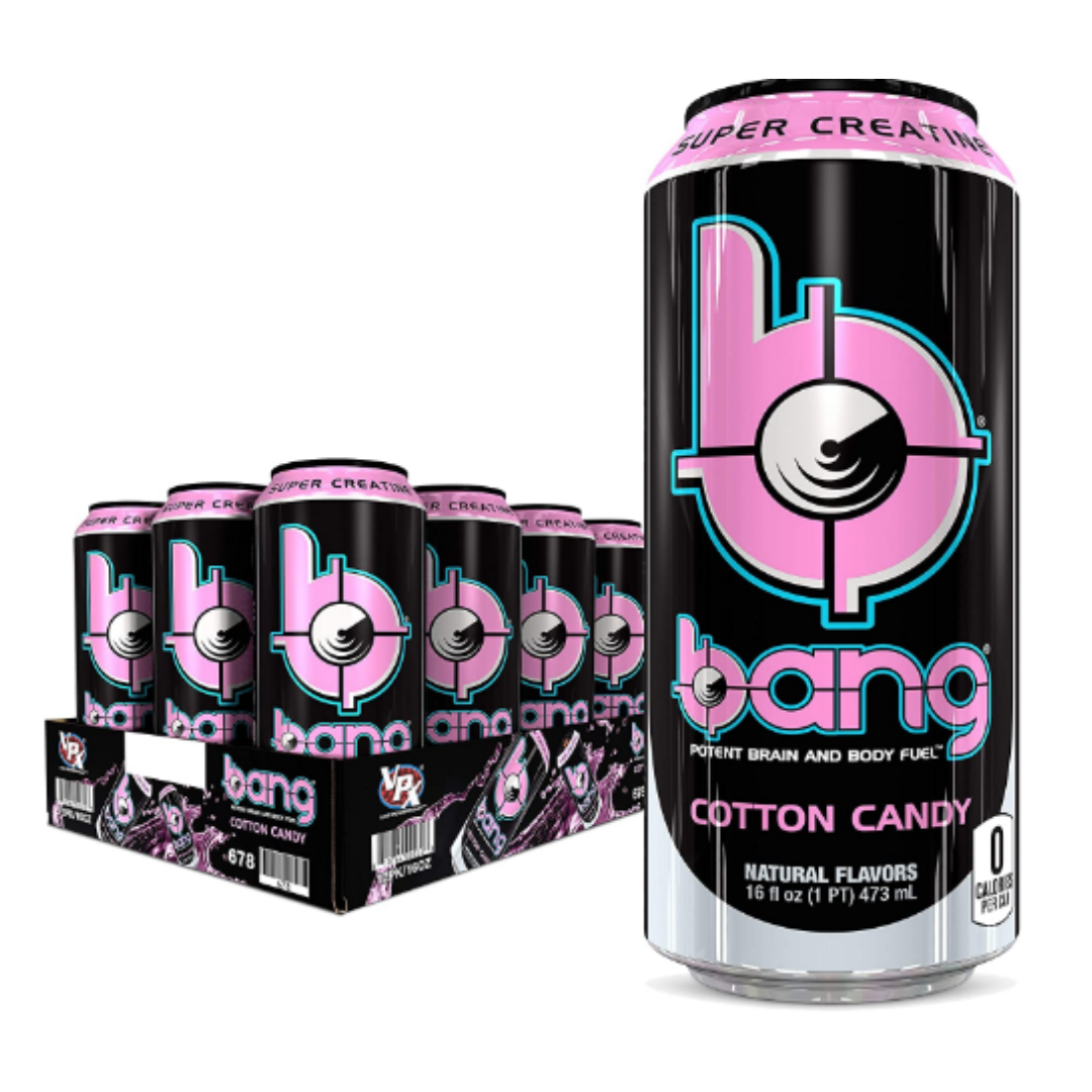 Bang Cotton Candy Energy Drink, Sugar Free with Super Creatine 16 Ounce - Pack of 12