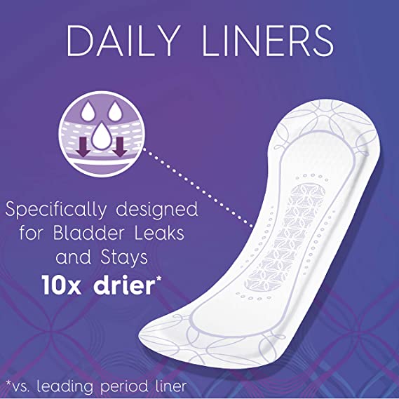 Poise Daily Incontinence Panty Liners Very Light Absorbency, Long - 4 Packs of 44 (176 Count)