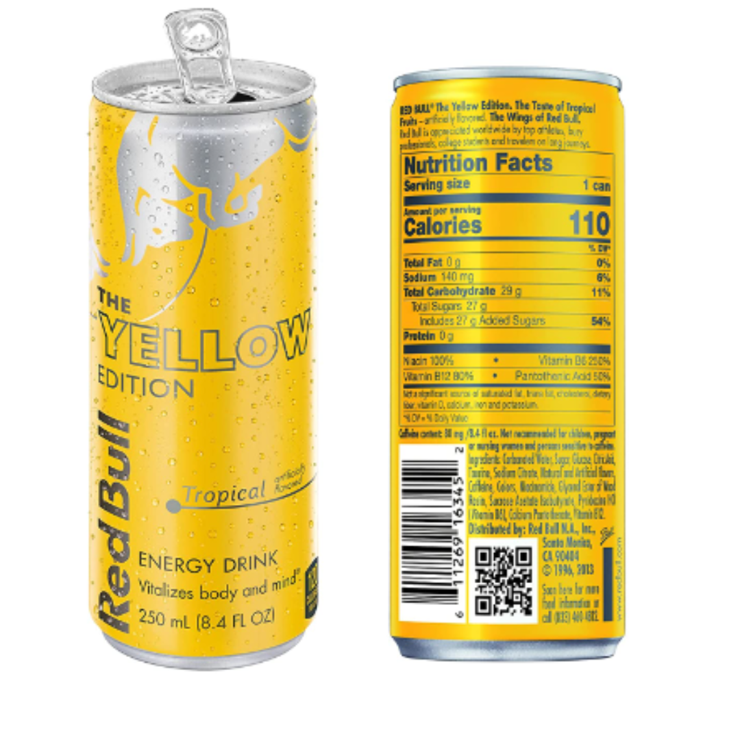 Red Bull Energy Drink, Tropical, Yellow Edition, 8.4 Ounce - 24 Pack