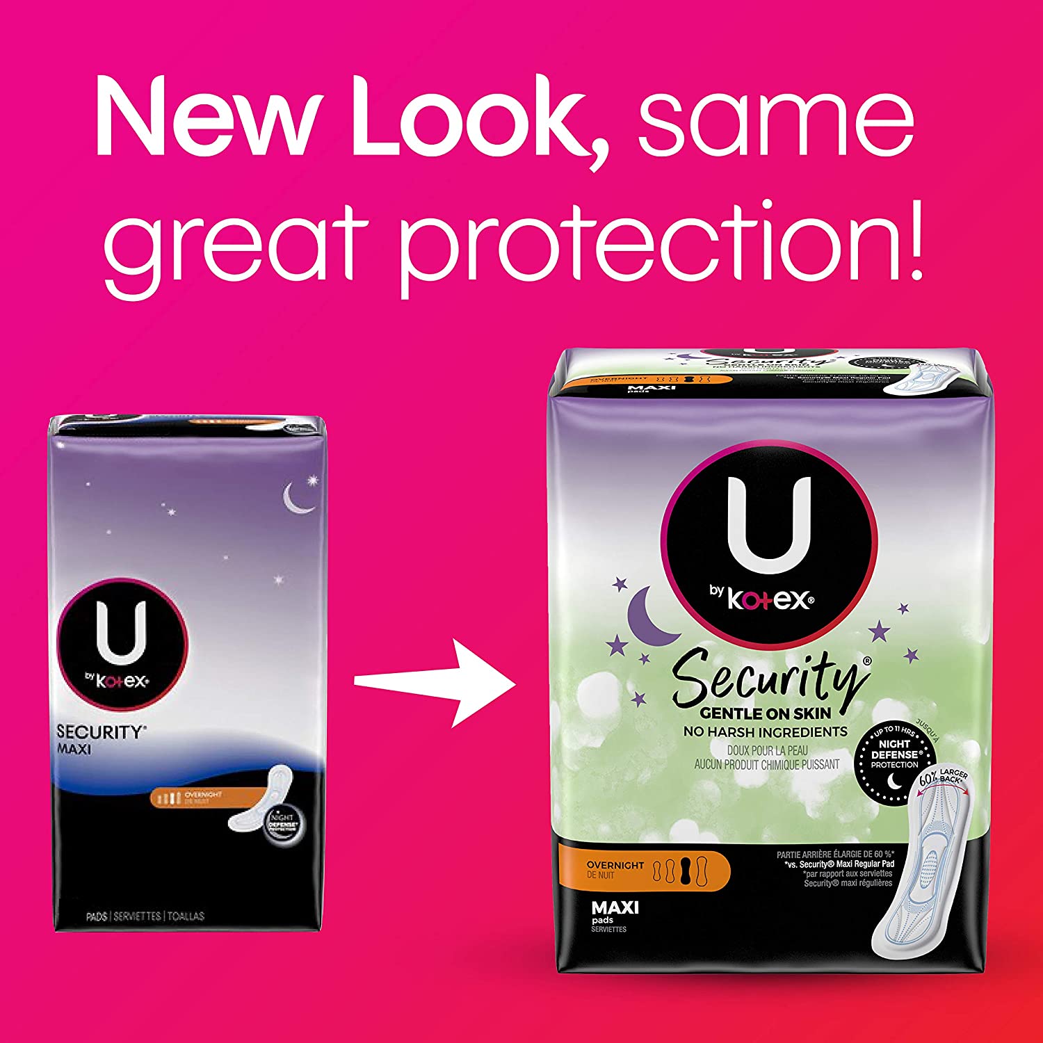 U by Kotex Security Maxi Pads, Overnight Absorbency, Unscented - 28 Count