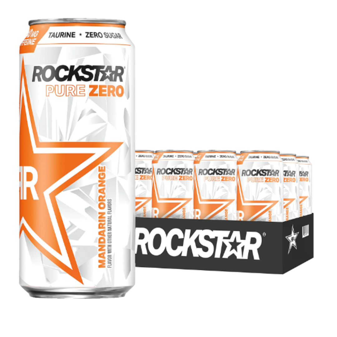 Rockstar Energy Drink Pure Zero, Mandarin Orange, 16 Ounce - Pack of 12