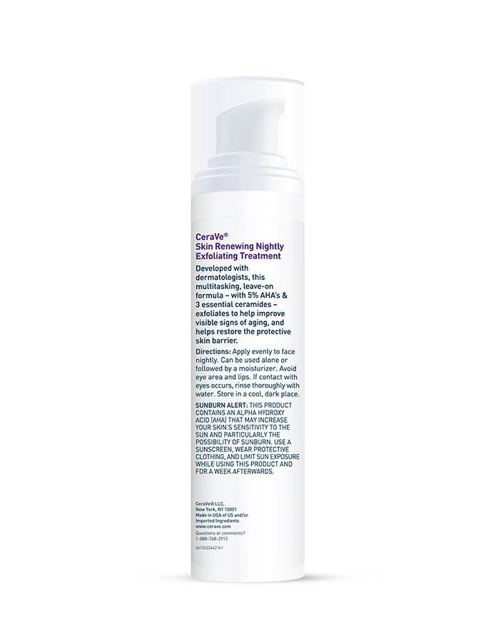 CeraVe Skin Renewing Nightly Exfoliating Treatment, 1.76 Oz - with a 5% blend of glycolic & lactic acid