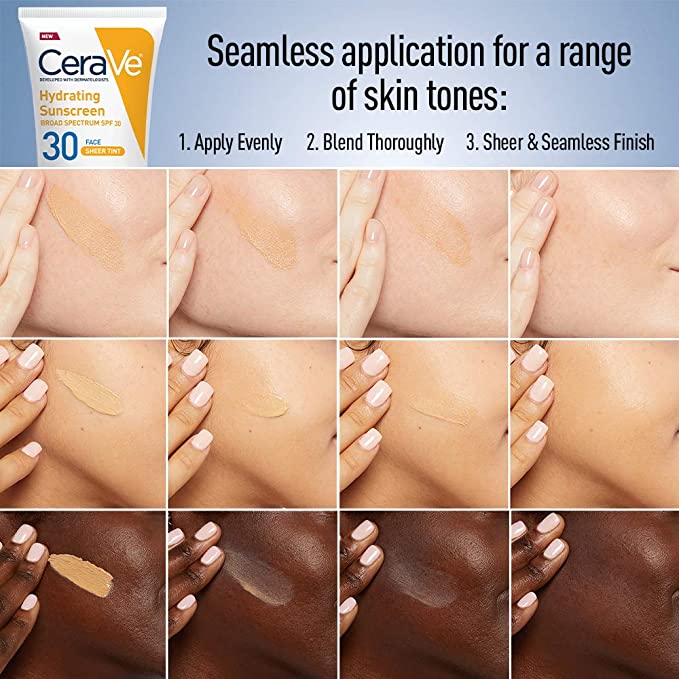 CeraVe Tinted Sunscreen with SPF 30 Hydrating Mineral Sunscreen With Zinc Oxide & Titanium Dioxide Sheer Tint for Healthy Glow - 1.7oz