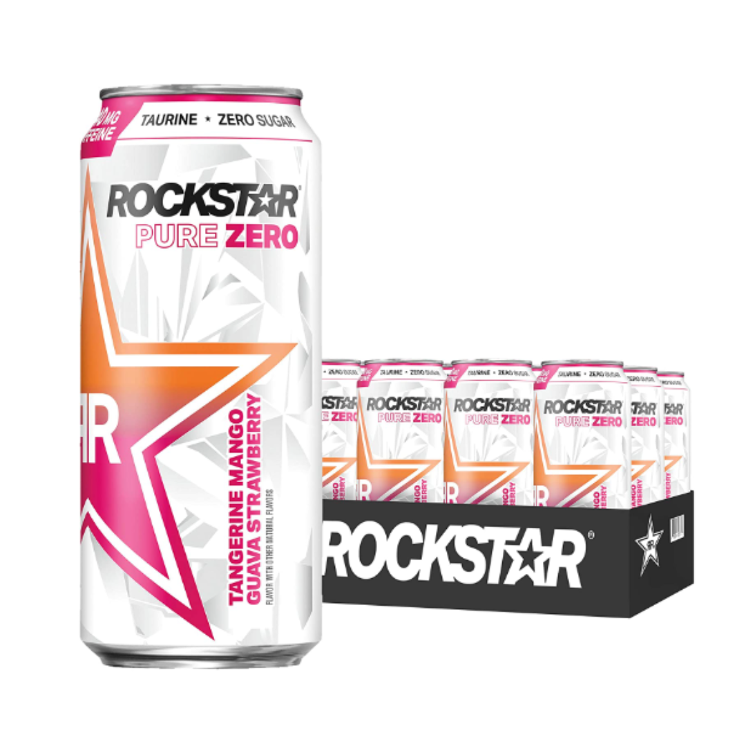 Rockstar Energy Drink Pure Zero, Tangerine Mango Guava Strawberry, 16 Ounce - Pack of 12