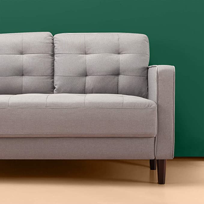 ZINUS Benton Loveseat Sofa / Grid Tufted Cushions / Easy, Tool-Free Assembly, Stone Grey