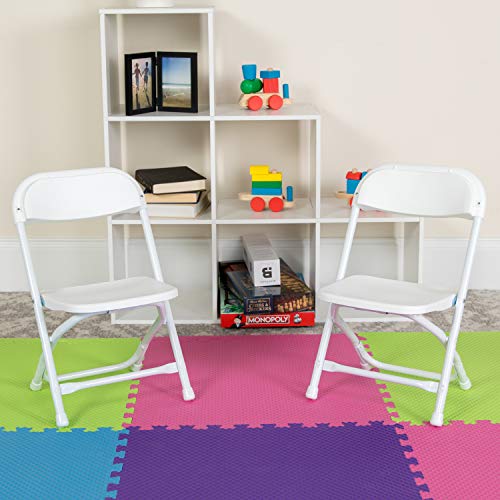 Flash Furniture Timmy Kids Plastic Folding Chairs for Grades Pre-K through Kindergarten, Children's Folding Chairs for Daycare and Events, Set of 10, White