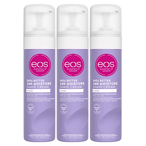 eos Shea Better Shaving Cream- Lavender, Women's Shave Cream, Skin Care, Doubles as an In-Shower Lotion, 24-Hour Hydration, 7 fl oz, 3-Pack