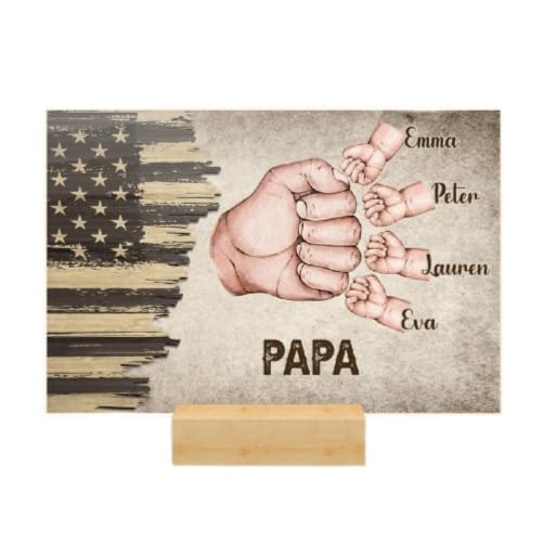Dad/Grandpa Fist Bump - Personalized Acrylic Plaque - Best Gift For Dad/Grandpa Personalized Custom Family Father's Day Plaque - Gift for Dad or Grandpa