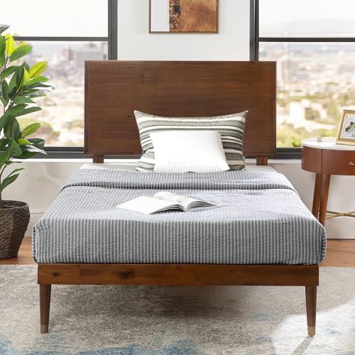 ZINUS Raymond Wood Platform Bed Frame with Adjustable Wood Headboard / Solid Wood Foundation / Wood Slat Support / No Box Spring Needed / Easy Assembly, Twin