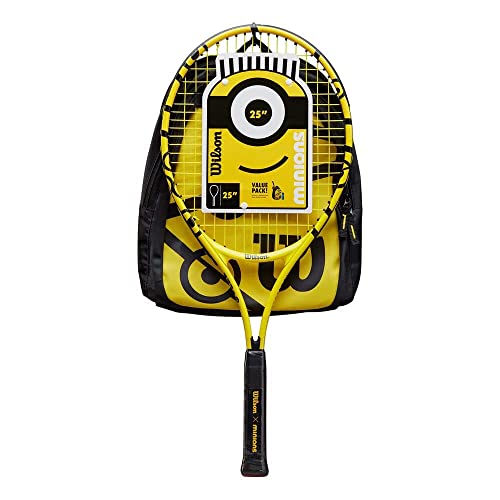 Wilson Minions 25 Junior/Youth Recreational Tennis Racket Kit,yellow