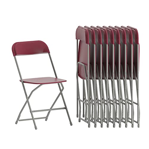 Flash Furniture Hercules Plastic Folding Chair - Red (10 Pack) | Lightweight, Durable, and Comfortable Event Chair | 650LB Weight Capacity