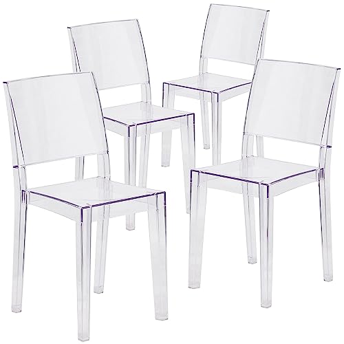 Flash Furniture Ricky 4 Pack Phantom Series Transparent Stacking Side Chair