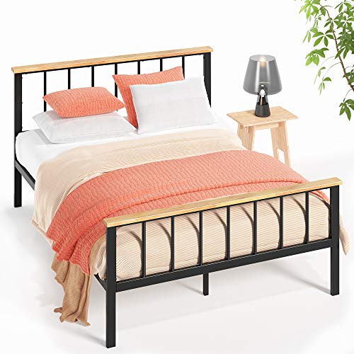 Zinus Brianne Metal and Wood Platform Bed, Twin