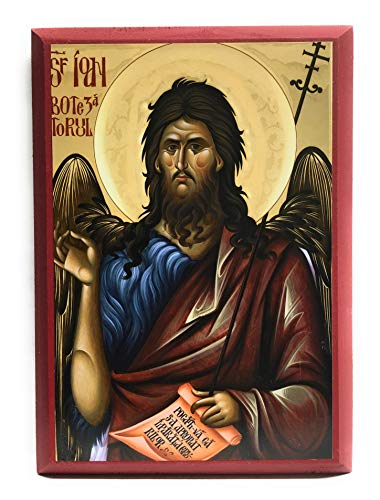 Wooden Byzantine Orthodox Christian Icon of Prophet John the Forerunner and Baptist of Christ/Saint John the Baptist (4.5" x 6.5")