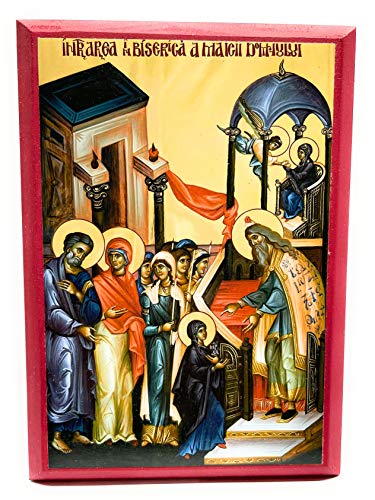 Wooden Byzantine Orthodox Christian Icon The Entry of the Most Holy Mother of God into the Temple/The Presentation of the Theotokos (4.5" x 6.5")