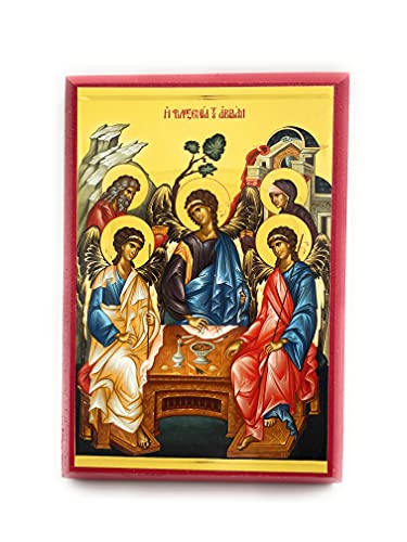 Wooden Byzantine Orthodox Christian Icon The Holy Trinity/The Icon of The Hospitality of Abraham (4.5" x 6.5")