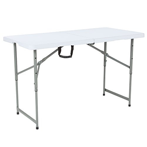 Flash Furniture Kathryn 4-Foot Height Adjustable Bi-Fold Granite White Plastic Folding Table