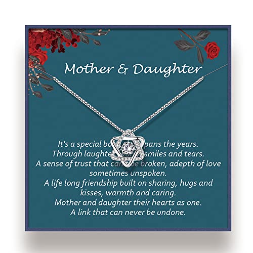 COSTWAY Mother Daughter Necklace Mothers Day Jewelry Birthday Gift with Cards Silver (Silver 7)