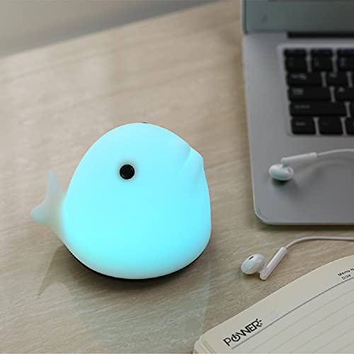 Baby Children Night Light,USB Rechargeable Dolphin Silicone Night Light with Changeable 6-Color Breathing Modes, Sensitive Tap Control for Nursery Bedroom