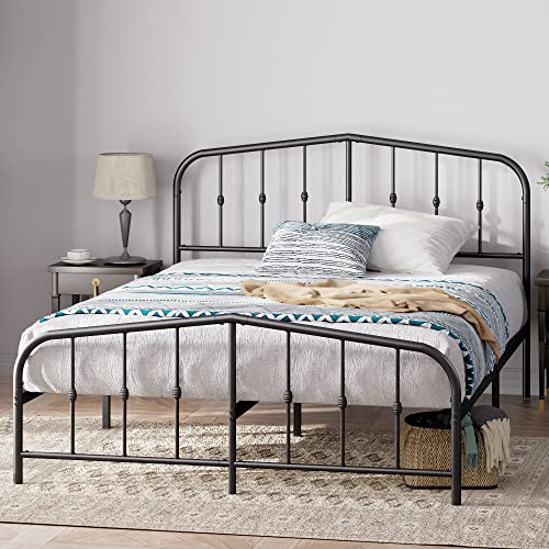 Zinus Heidi Metal Platform Bed Frame/Steel Mattress Foundation/Bed Frame with Headboard and Footboard/No Box Spring Needed/Easy Assembly, Black, Full