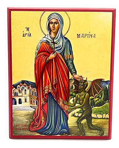 Wooden Orthodox Christian Icon Saint the Great Martyr Marina (12" x 15" MDF)