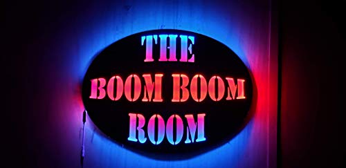 The Boom Boom Room- Wood Led Man cave sign, Handmade 23" X 17", Pick your light color!