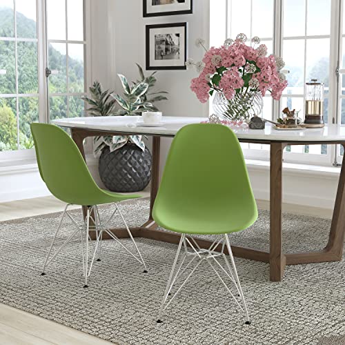 Flash Furniture 2 Pk. Elon Series Green Plastic Chair with Chrome Base