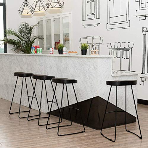 COSTWAY Metal Bar Stools Tolix Style Industrial Backless Counter Height Stools w/Square Seat Set of 4 (Silver)