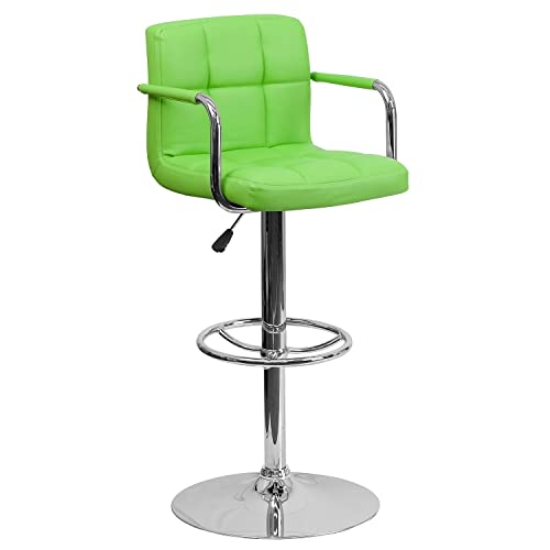 Flash Furniture Vinyl Adjustable Height Barstool, 1 Pack, Green