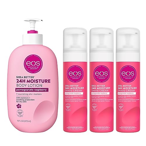 eos Pomegranate Raspberry Skin Care Set- Body Lotion & Shave Cream, 4-Pack