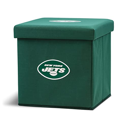 Franklin Sports NFL New York Jets Storage Ottoman with Detachable Lid 14 x 14 x 14 - Inch