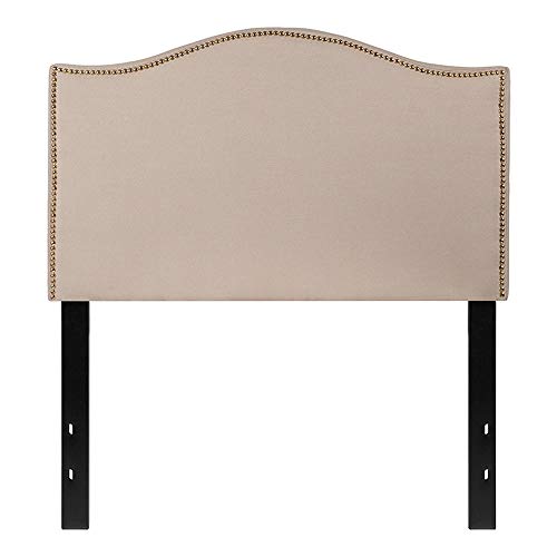 Flash Furniture Lexington Fabric Decorative Nail Trim Upholstered Headboard, Twin, Beige