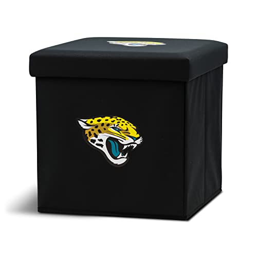 Franklin Sports NFL Jacksonville Jaguars Collapsible Storage Unit - Team Logo Ottoman Footrest - 14"x14"x14"