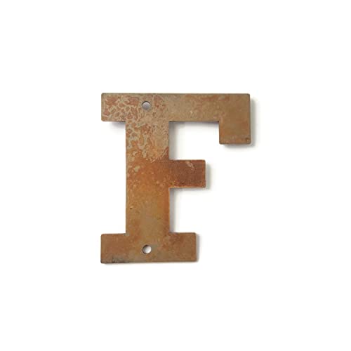 Steel Metal Letters and Numbers A through Z and 0 through 9 Height Four to Twelve Inches Tall (Four Inches Tall, F, Naturally Rusted)