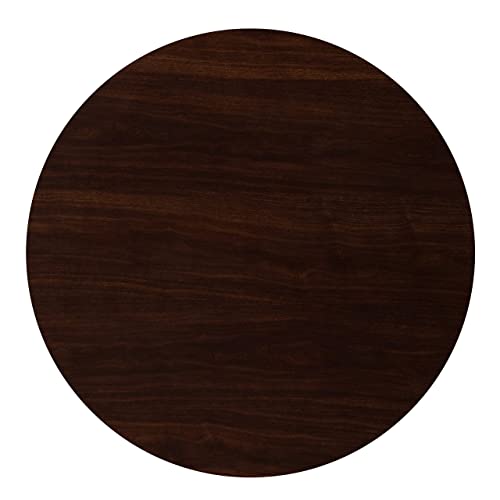 Flash Furniture 36'' Round High-Gloss Walnut Resin Table Top with 2'' Thick Drop-Lip