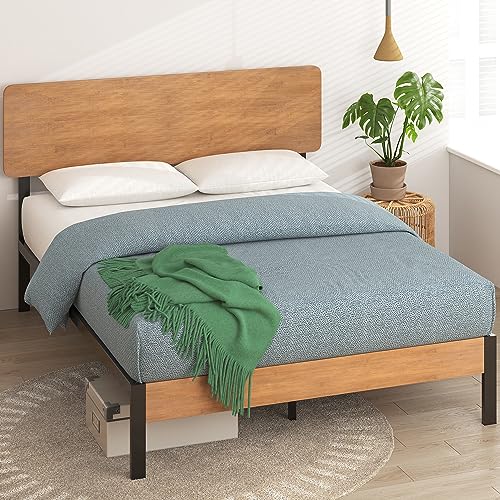 ZINUS Olivia Metal and Bamboo Platform Bed Frame, No Box Spring Needed, Wood Slat Support, Easy Assembly, Queen