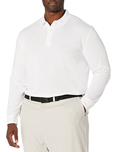 Callaway Men's Opti-Dri Long Sleeve Polo Shirt, Uv Block Sun Protection, Performance Shirts For Men, Classic Fit, Extended Sizing (Sizes Xs-4Xl), White, X-Large