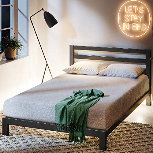 ZINUS Arnav Metal Platform Bed Frame with Headboard / Wood Slat Support / No Box Spring Needed / Easy Assembly, King, Black