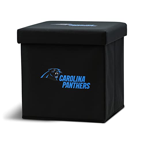 Franklin Sports NFL Carolina Panthers Storage Ottoman with Detachable Lid 14 x 14 x 14 - Inch