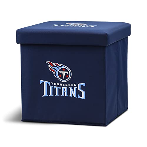 Franklin Sports NFL Tennessee Titans Storage Ottoman with Detachable Lid 14 x 14 x 14 - Inch