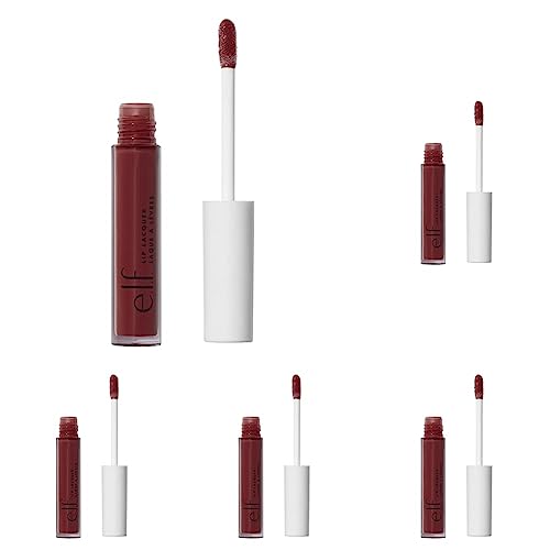 e.l.f. Lip Lacquer, Nourishing, Non-Sticky Ultra-Shine Lip Gloss With Sheer Color, Infused With Vitamins A & E, Vegan & Cruelty-Free, Black Cherry (Pack of 5)