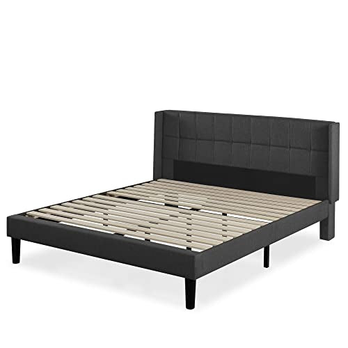 ZINUS Dori Upholstered Platform Bed Frame with Wingback Headboard, Mattress Foundation, Wood Slat Support, No Box Spring Needed, Easy Assembly, King