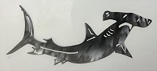 Hammer Head Shark Metal Wall Art Décor In 3 sizes to choose from and 3 finish choices (24" wide, Blue Tinged)