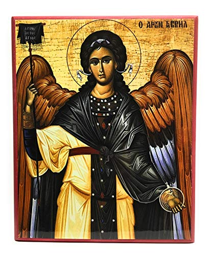 Wooden Greek Orthodox Christian Icon Saint Archangel Gabriel (9" x 11")