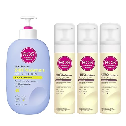 eos Vanilla Skin Care Set- Body Lotion & Shave Cream, 4-Pack