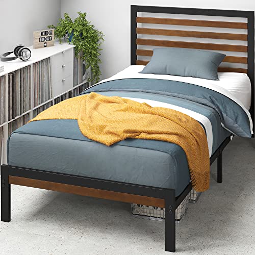 Zinus Kai Bamboo and Metal Platform Bed Frame with Headboard / No Box Spring Needed / Easy Assembly, Twin