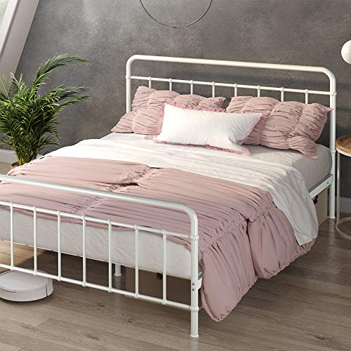 ZINUS Florence Full Panel Metal Platform Bed Frame / Mattress Foundation / No Box Spring Needed / Easy Assembly, White, King