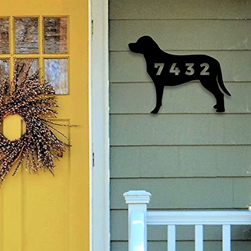 Dog with House Number - Personalized Solid Steel Decorative Address Marker House Accent Sign