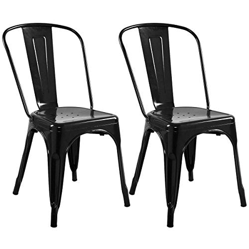 COSTWAY Set of 2 Metal Steel Stools Vintage Antique Style Counter Stool New (Black)