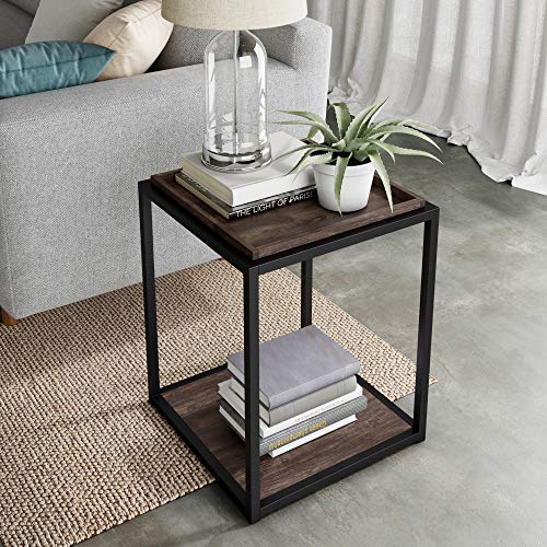 Nathan James Nash Modern Solid Wood Accent End or Side Table, Nutmeg, 17.2D x 17.2W x 22H in